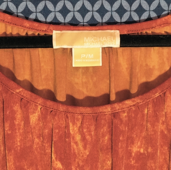 Michael Kors - Blouse. 3/4 sleeves, orange boho chic subtle tie dye, size- PM - Picture 4 of 4